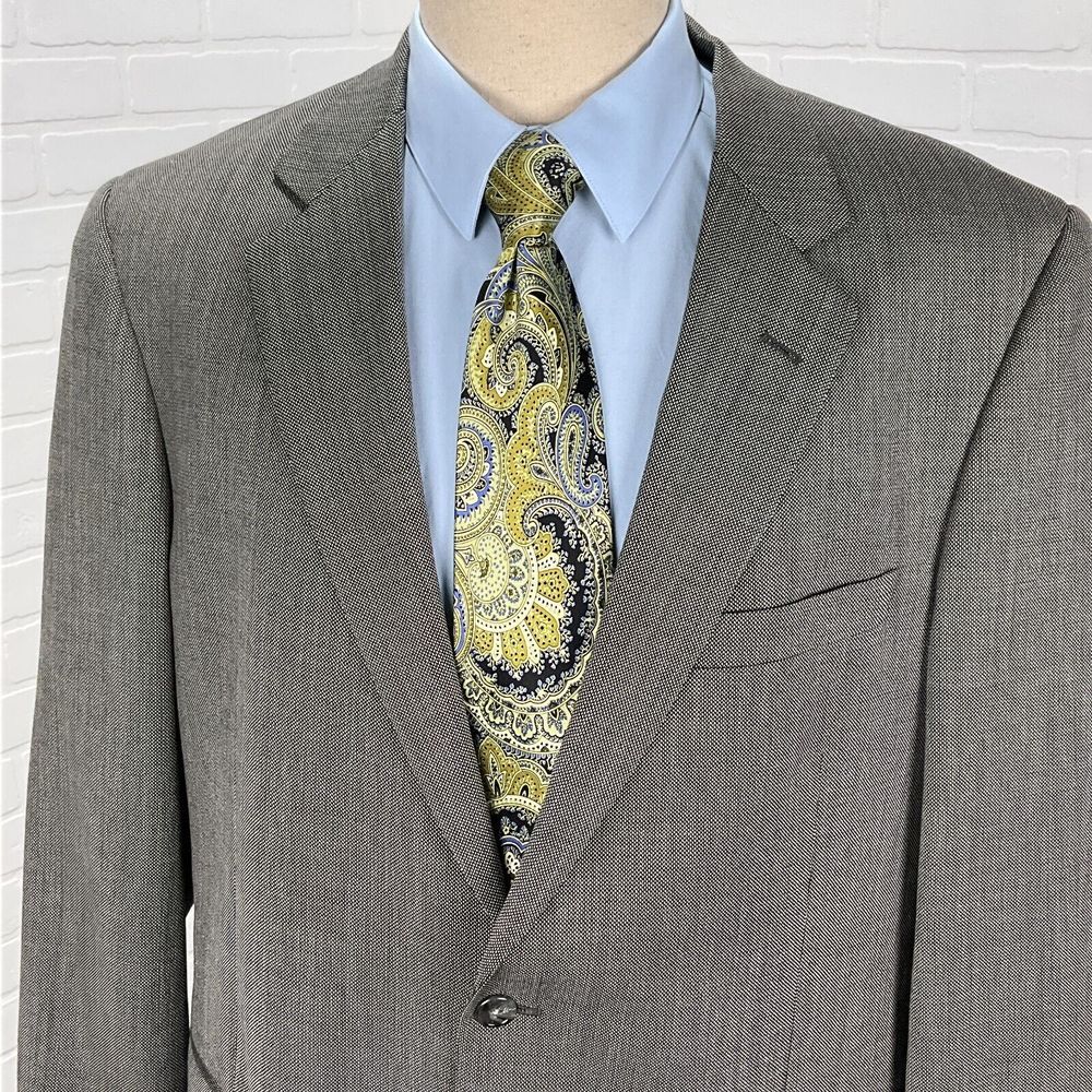 Ticknors Blazer Men 46L Black White Birdseye Serra Classic Uomo 120s Wool VTG